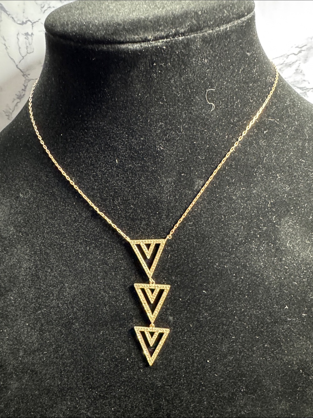 Stella & Dot Gold Triple Triangle Pendant Necklace